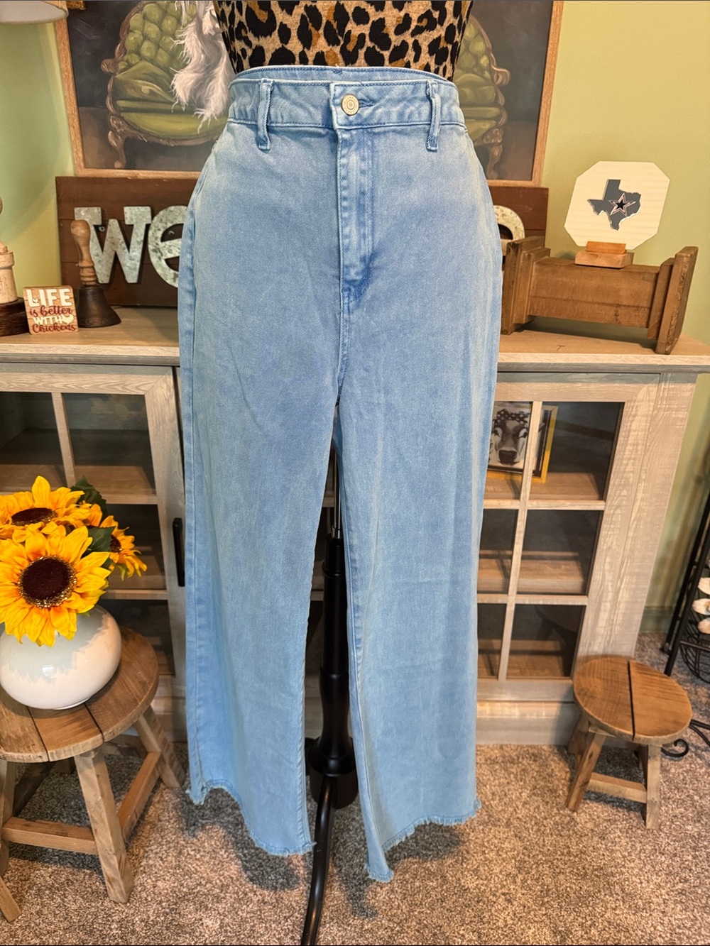 Zenana Light Blue  Wide-Leg Women’s Jeans - Size XL
